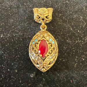 Antique 925 silver and multi gem stone pendant